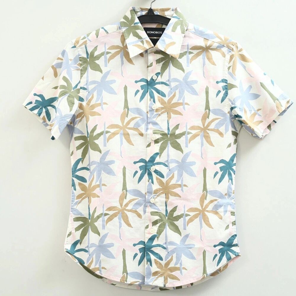 Bonobos Stretch Riviera Short Sleeve Men's Shirt Print Standard Fit S 286202